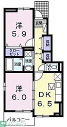ソル・ファーム土田 2DKの間取図画像