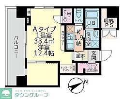 ゴールデンビル 1Kの間取図画像