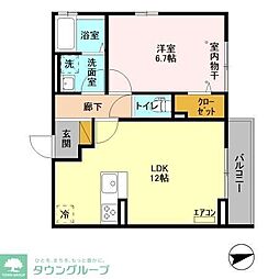 アウラ西船 1LDKの間取図画像
