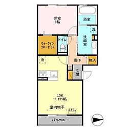 ブリランテB 1LDKの間取図画像