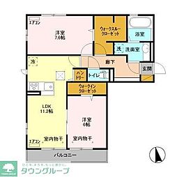 ラ・ポルト 2LDKの間取図画像