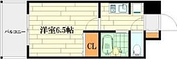 パルコート海神 1Kの間取図画像