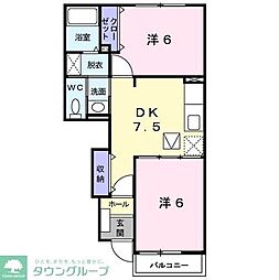 ブリーズ・ヒル1 2DKの間取図画像