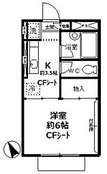 ドミール北初富 1Kの間取図画像