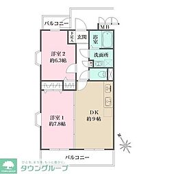 ゼンニム2 2DKの間取図画像