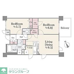 ベルヴュコート津田沼 2LDKの間取図画像