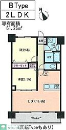パルテール習志野 2LDKの間取図画像