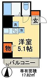 ラグジュアリーガーデン東松戸 ワンルームの間取図画像