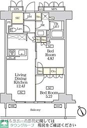 リーフシティ市川ザ・レジデンス 2LDKの間取図画像