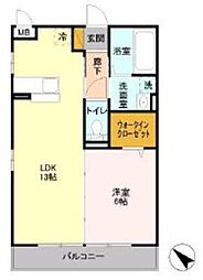 ベルウッド六番館 1LDKの間取図画像