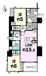 アデレイド新福島 2LDKの間取図画像