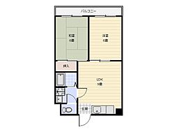 山本マンション 2LDKの間取図画像