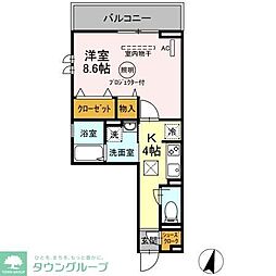 セジュールアオバボヌール 1Kの間取図画像