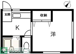 サンライフ篠原 1Kの間取図画像