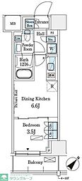 パークアクシス横浜伊勢佐木町通り 1DKの間取図画像