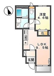 パピヨン・コリーヌ 1LDKの間取図画像