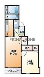 エトワール2 1LDKの間取図画像