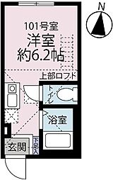 シンセイレジデンス長津田 ワンルームの間取図画像