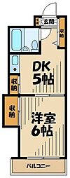 ブルーリーフ・K 1DKの間取図画像