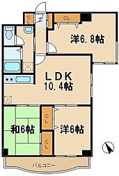 トーカド宮崎台東棟 3DKの間取図画像