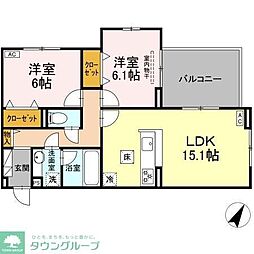 あざみ野ロイヤルハイツ 2LDKの間取図画像