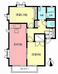 グランパルクD 2DKの間取図画像