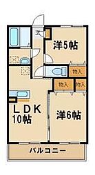 レセンテ梅が丘 2LDKの間取図画像
