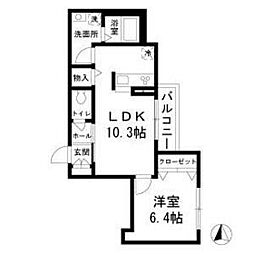 シャーメゾン大門 1LDKの間取図画像