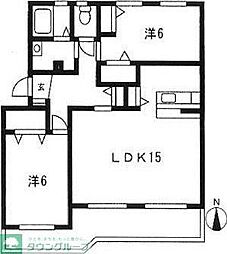 プレジール藤が丘 2LDKの間取図画像