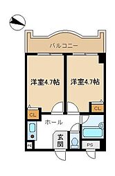 アソシエ横浜 2Kの間取図画像