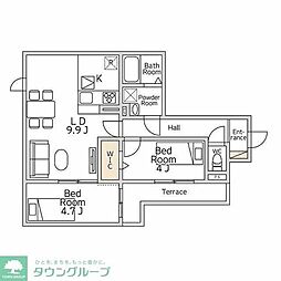 デュエット横浜高田 2LDKの間取図画像