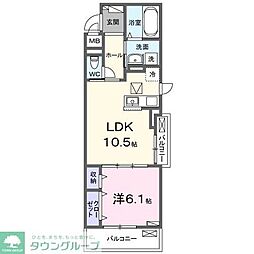 東武東上線 みずほ台駅 徒歩19分の賃貸アパート 1階1LDKの間取り
