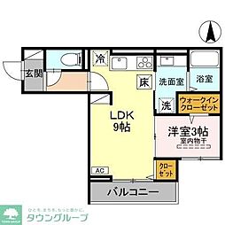 東武東上線 川越駅 徒歩11分の賃貸アパート 3階1LDKの間取り