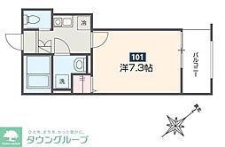 東武東上線 成増駅 徒歩14分の賃貸アパート 1階1Kの間取り