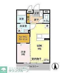 グランメール南台 1LDKの間取図画像