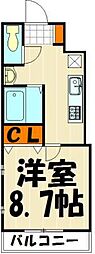 グリーンヒルズ 1Kの間取図画像