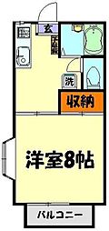 リヴレーヌ弐番館 1DKの間取図画像
