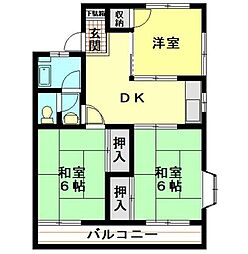 三芳セントラルマンション 3DKの間取図画像
