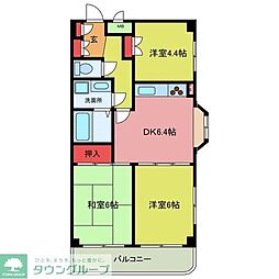 カザベーラ坂戸 3DKの間取図画像