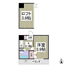 シティパレス東住脚折3 1Kの間取図画像