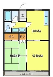 リヴ・スクウェアA 2DKの間取図画像