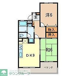 サンシティーバル 2LDKの間取図画像