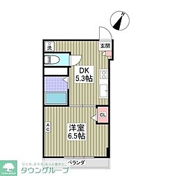 フェリオ毛呂山 1DKの間取図画像