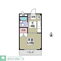 クーノス北坂戸 1Kの間取図画像