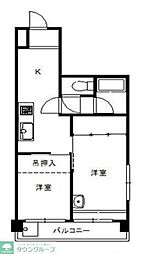 グロリアスマンション新河岸一号館 2Kの間取図画像