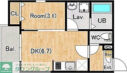 ジーメゾン狭祇園 1DKの間取図画像