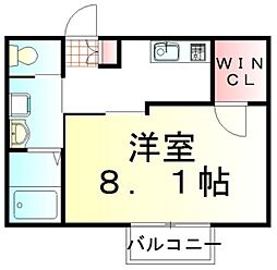 ラフィーネ3 1Kの間取図画像