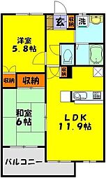 タートルクレインふじみ野1 2LDKの間取図画像
