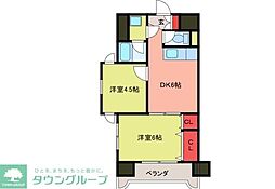 坂戸ブルーハイツ峰 2DKの間取図画像