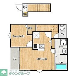 川越市大字大袋新田アパート 1LDKの間取図画像